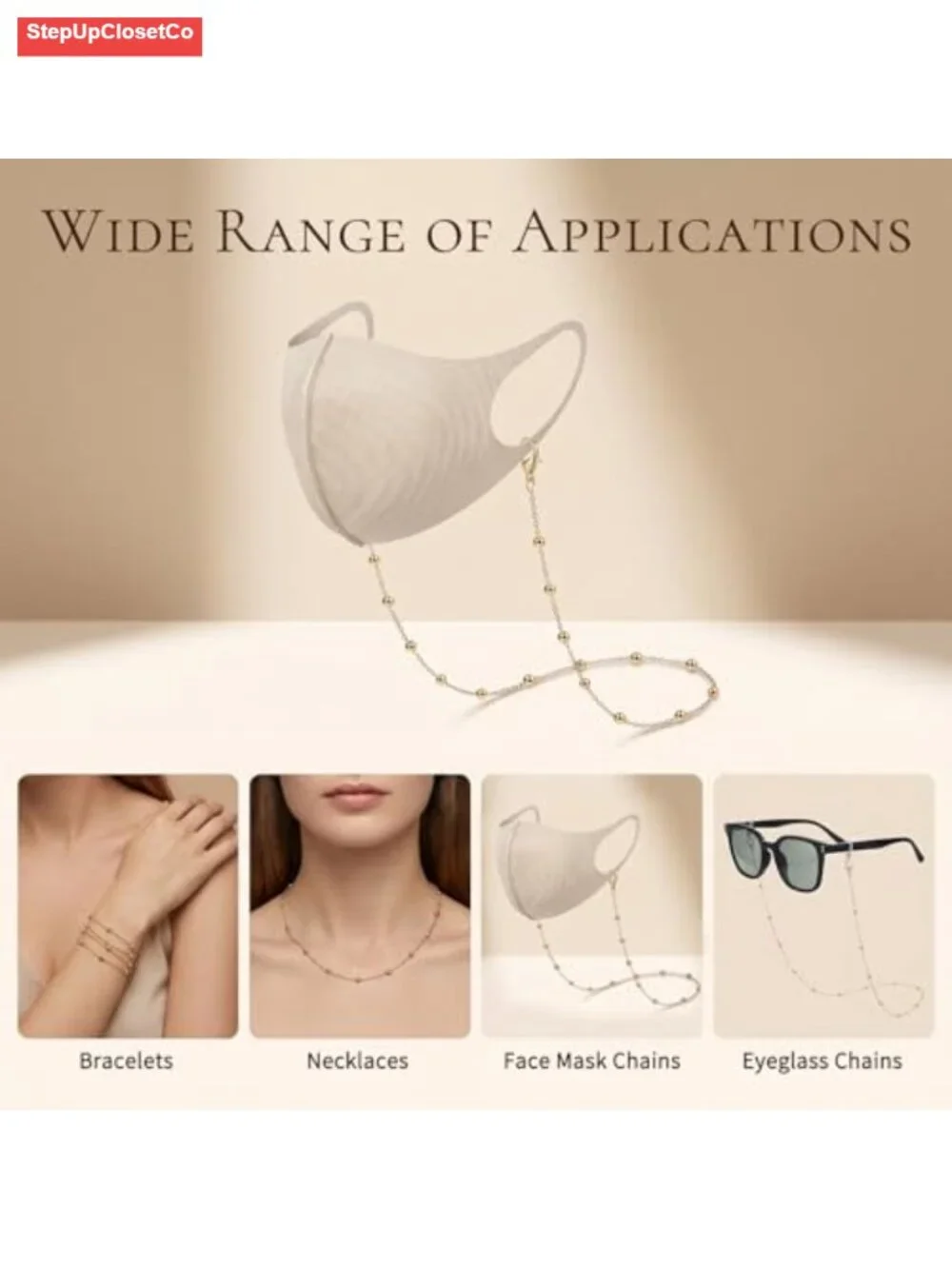 Vintage Beaded Glasses Chain for Women, 3 Pack Eyeglass Necklace Holder Strap